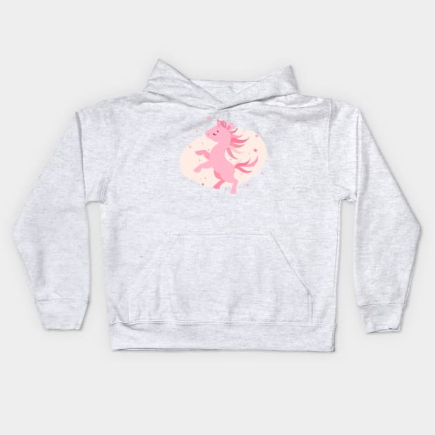 Pink prancing unicorn Kids Hoodie by  ESHA-Studio